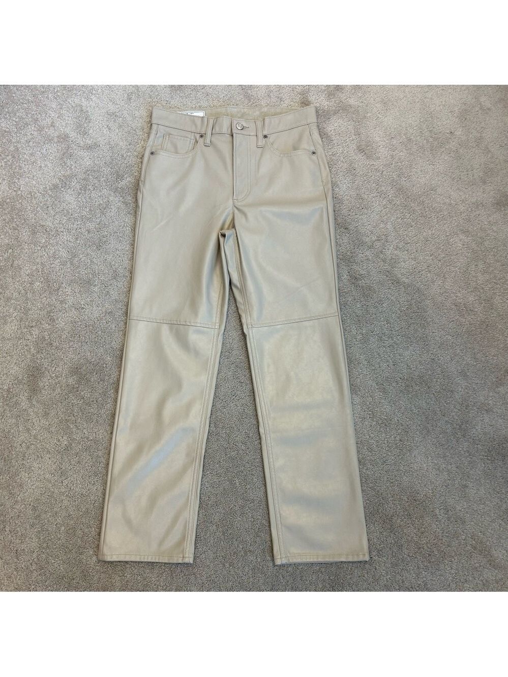 GAP High Rise Vegan Faux Leather Cheeky Straight Pants Sz 28 Pleather